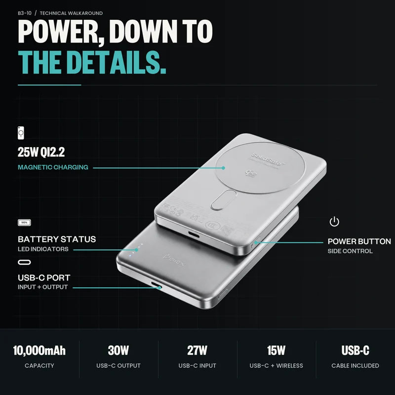 SolidSafe™ Air 10K Qi2.2 Power Bank