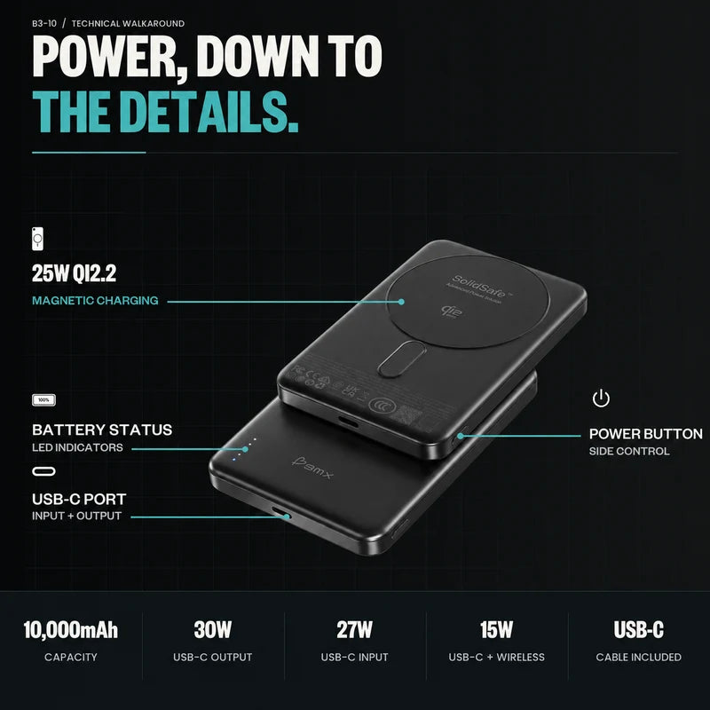 SolidSafe™ Air 10K Qi2.2 Power Bank